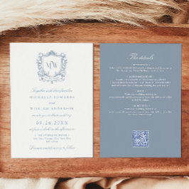 Invitación Boda De Código De Monograma QR De Monograma En Un 