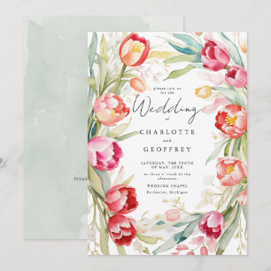 Invitación Boda de código de tulip qr de color de agua