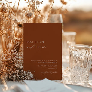 Invitación Boda de código moderno de Terracota QR minimalista