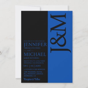 Invitación Boda de código QR azul cobalto minimalista en la p