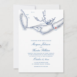 Invitación Boda de código QR azul de la isla St. George