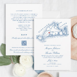 Invitación Boda de código QR azul de las MAMÁES de Tisbury Oc