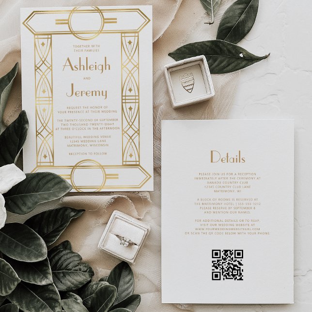 Invitación Boda de código QR blanco de marco de decoración de (Subido por el creador)