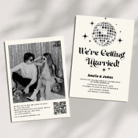 Boda de código QR blanco negro Retro Disco Ball