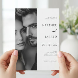 Invitación Boda de código QR blanco y negro de fotografía lat