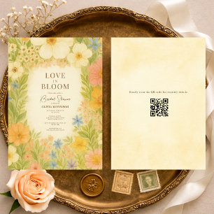Invitación Boda de Código QR Botánico en Flor