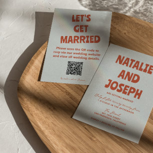Invitación Boda de código QR brillante Retro Funky negrita y 