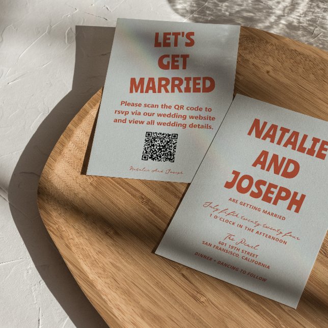 Invitación Boda de código QR brillante Retro Funky negrita y  (Subido por el creador)