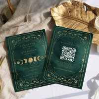 Boda de código QR Celestial de Tarot de oro verde 