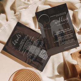 Invitación Boda de código QR con escritura de caligrafía eleg