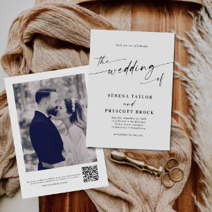 Invitación Boda de código QR con escritura elegante y moderna