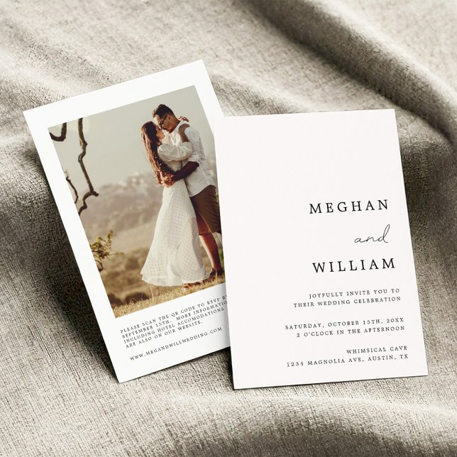 Invitación Boda de código QR con guión de caligrafía elegante (Subido por el creador)