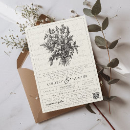 Invitación Boda de código QR cristiano simple con sabor vinta