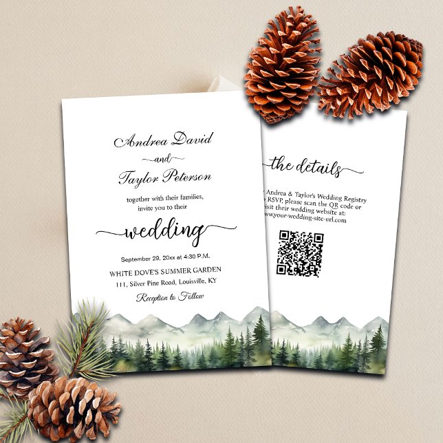 Invitación Boda de código QR de All in One Mountains y Pines (Subido por el creador)