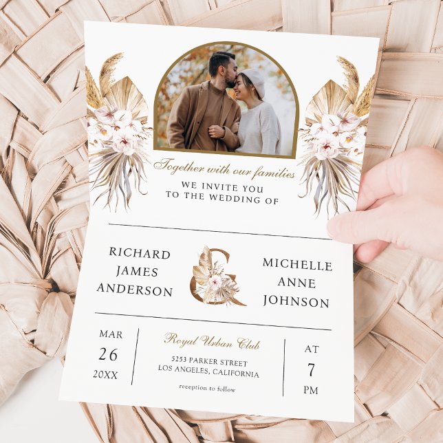Invitación Boda de código QR de arco de Pampas Boho todo en u (Subido por el creador)
