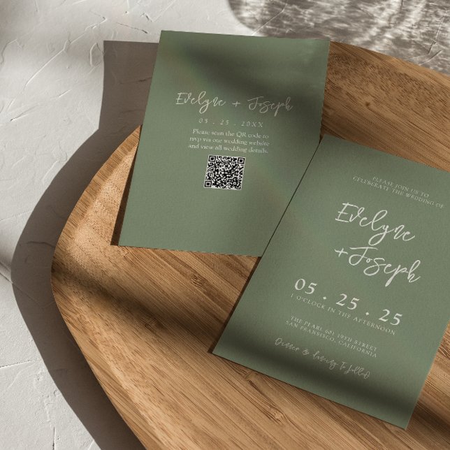 Invitación Boda de código QR de Boho de la Primavera Verde Sa (Subido por el creador)