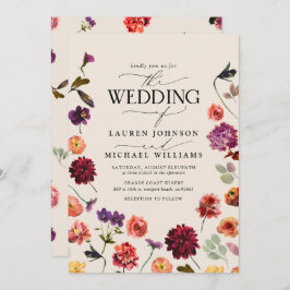 Invitación Boda de código QR de Boho Floral