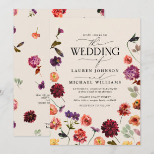 Invitación Boda de código QR de Boho Floral