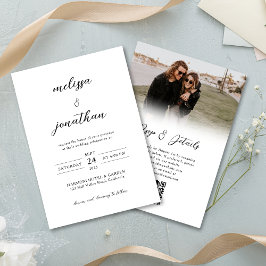 Invitación Boda de código QR de Budget Modern Photo Script Rs