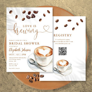 Invitación Boda de Código QR de Café Love Is Brewing