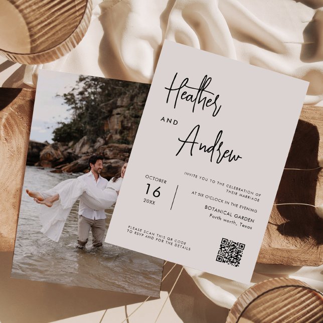 Invitación Boda de código QR de caligrafía personalizada (Subido por el creador)