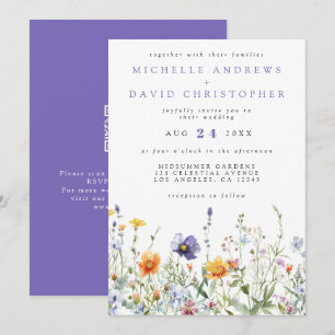 Invitación Boda de código QR de campo de flor silvestre