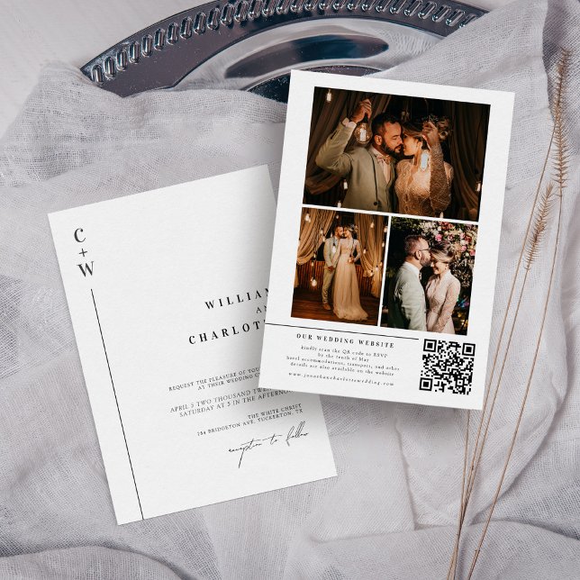 Invitación Boda de código QR de Collage de fotos contemporáne (Subido por el creador)