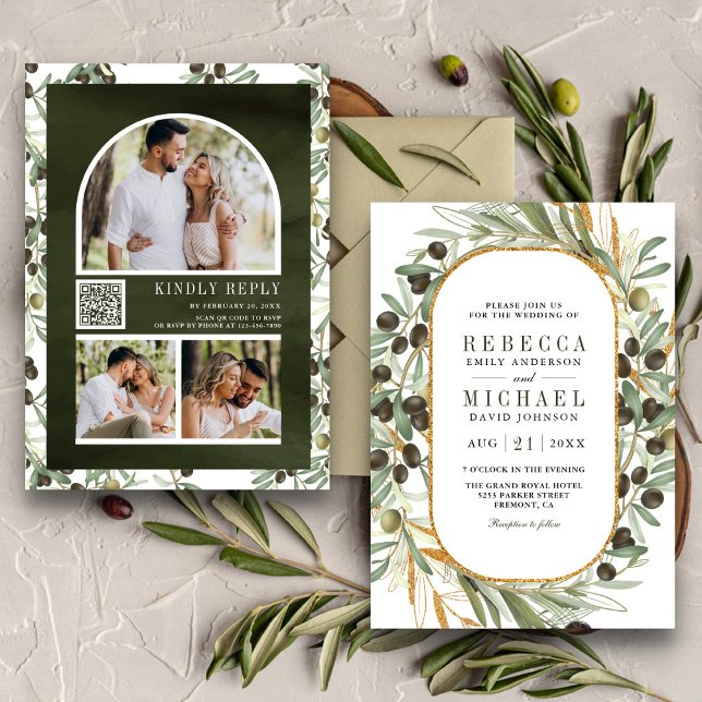 Invitación Boda de código QR de collage de fotos de hojas de  (Subido por el creador)