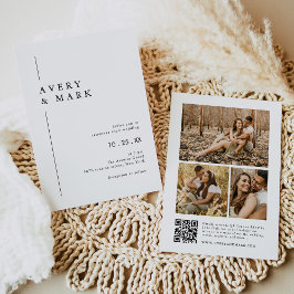 Invitación Boda de código QR de Collage de fotos moderno