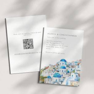 Invitación Boda de código QR de color azul Santorini