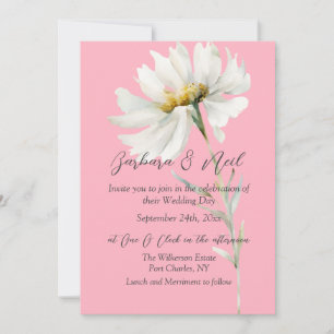 Invitación Boda de código QR de color de margarita blanca