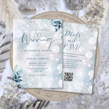 Boda de código QR de copos de nieve florales de in