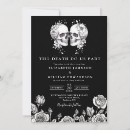Invitación Boda de código QR de cráneo gótico hasta la muerte