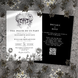 Invitación Boda de código QR de cráneo gótico hasta la muerte