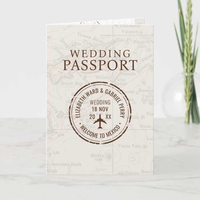 Invitación Boda de código Qr de destino de Passport Fiji (Anverso)