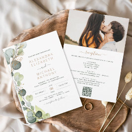 Invitación Boda de código QR de ecología de eucalipto todo en