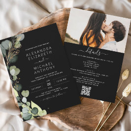 Invitación Boda de código QR de ecología de eucalipto todo en