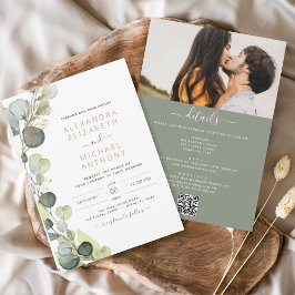 Invitación Boda de código QR de ecología de eucalipto todo en