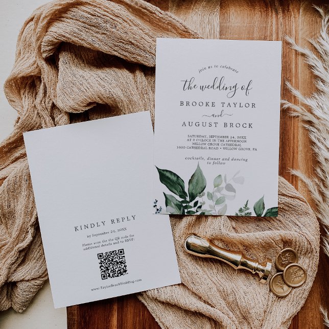 Invitación Boda de código QR de Emerald Greenery (Subido por el creador)