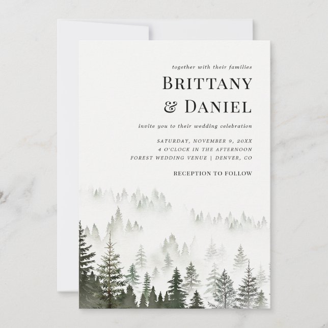Invitación Boda de código QR de escritura moderna de Winter F (Anverso)