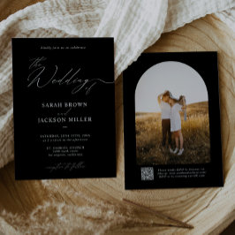 Invitación Boda de código QR de escritura simple y elegante