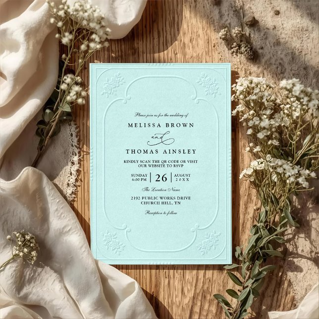 Invitación Boda de código QR de estampado ornamentado elegant (Subido por el creador)
