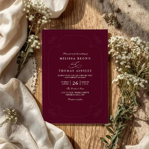 Invitación Boda de código QR de estampado ornamentado elegant