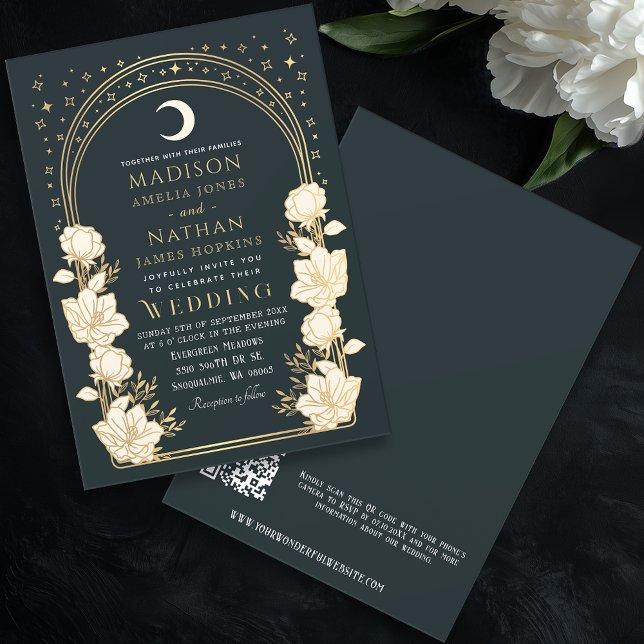 Invitación Boda de código QR de estilo Art Nouveau elegante c (Subido por el creador)