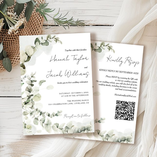 Invitación Boda de código QR de Eucalyptus (Subido por el creador)
