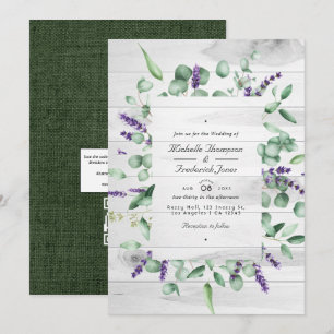 Invitación Boda de código QR de Eucalyptus Lavender Rustic Co