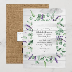 Invitación Boda de código QR de Eucalyptus Lavender Rustic Co