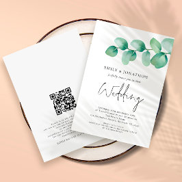 Invitación Boda de código QR de Eucalyptus moderno