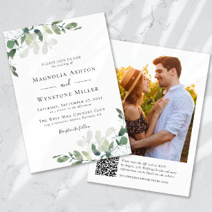 Invitación Boda de código QR de Eucalyptus Photo