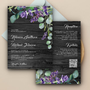Invitación Boda de código QR de Eucalyptus Wood Lavender